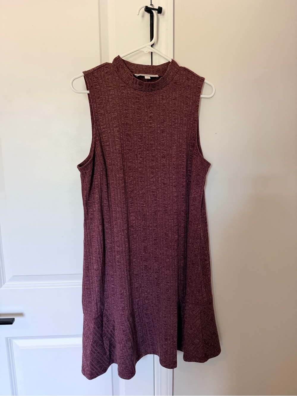 LOFT Sleeveless Ribbed Swing Dress - Maroon